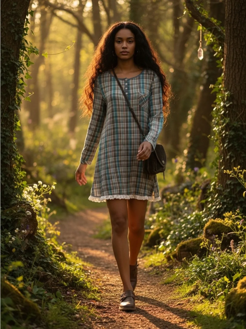 Altar’d State Plaid Cotton Tunic Dress Small Cottagecore Prairie Boho Whimsigoth